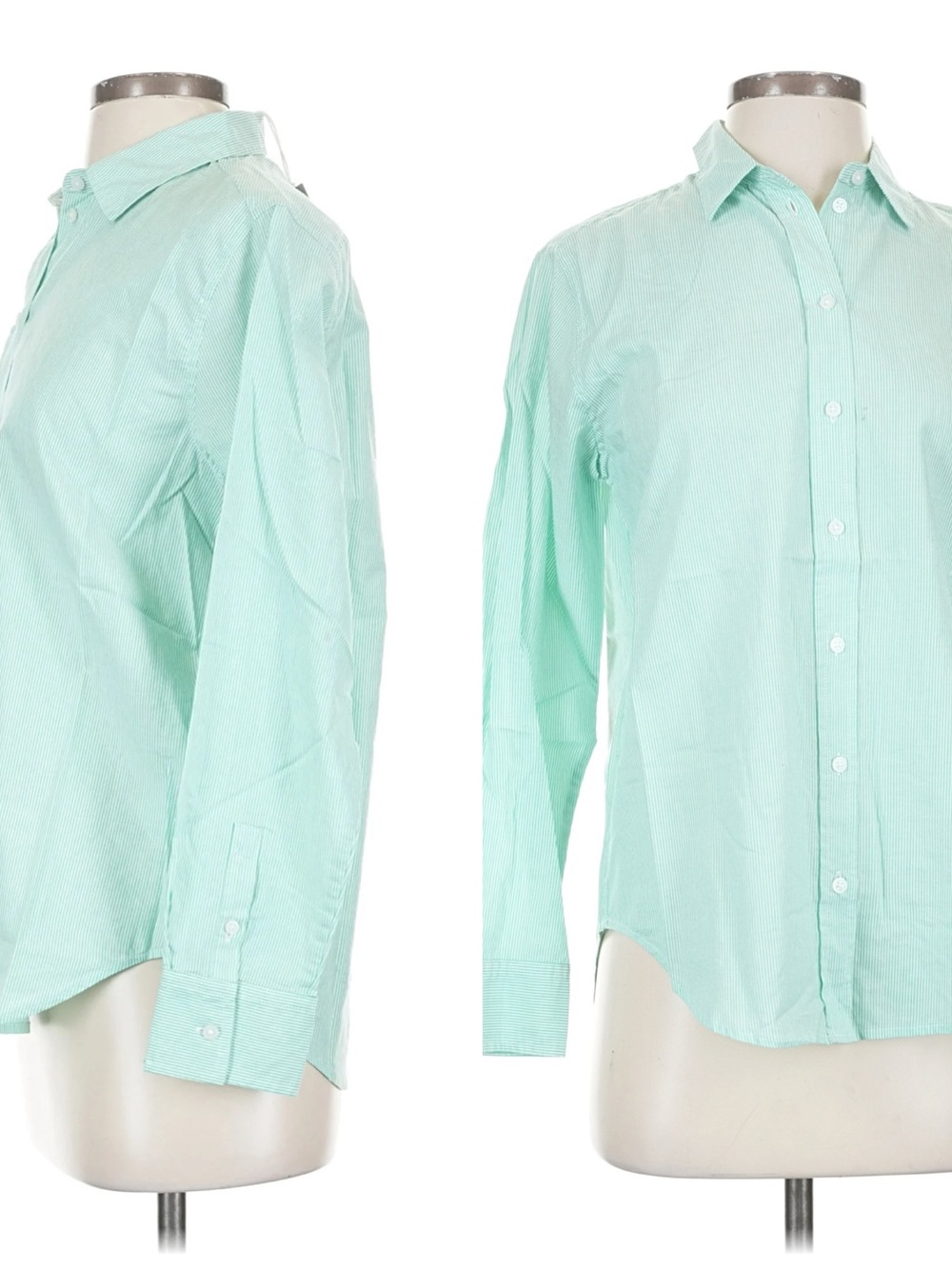 NWT Everlane The Silky Cotton Relaxed Shirt Green Striped Oxford Button Down 2